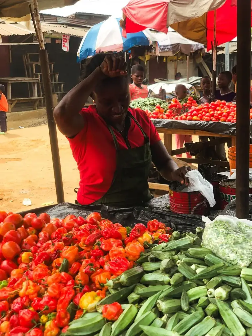 Traders at a busy market